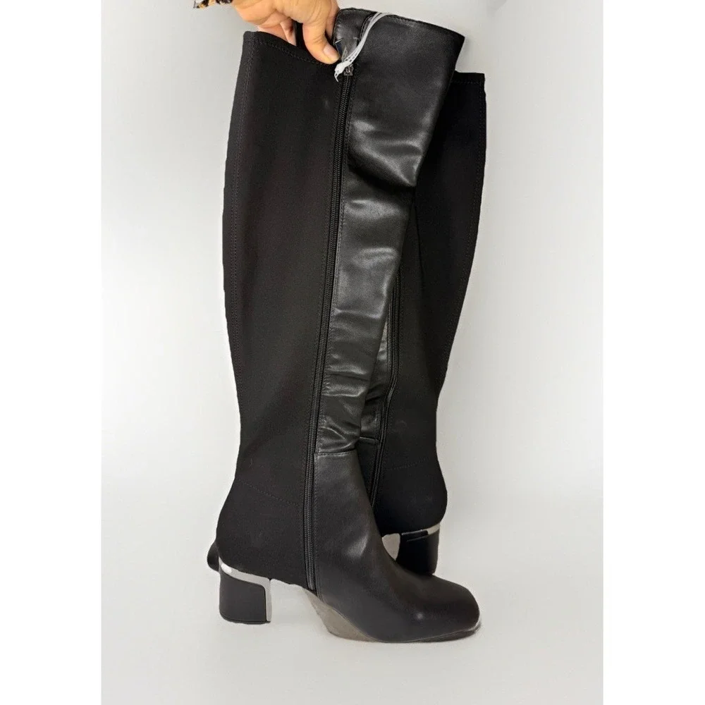 DKNY Chandrah Over The Knee Boots Black Block‎ Heel Square Toe Womens 10M